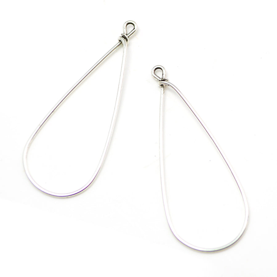 Drop Hoop- Antique Silver