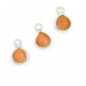 Peach Moonstone Sterling Silver Bezel Briolette