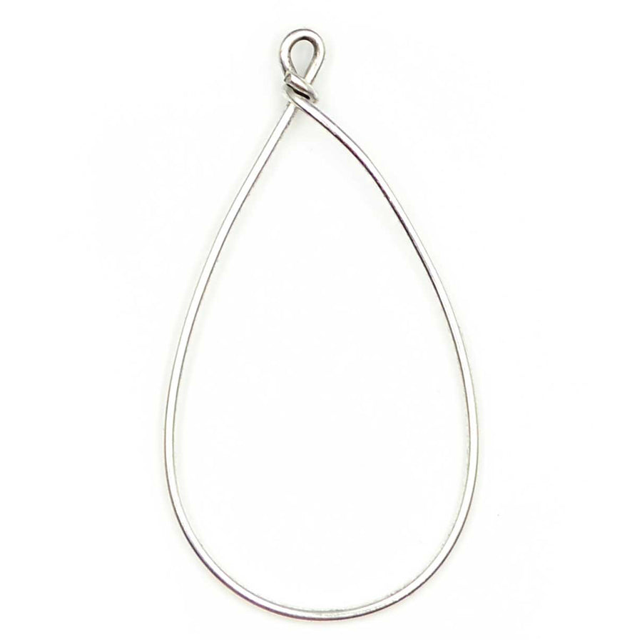 Pear Hoop- Antique Silver