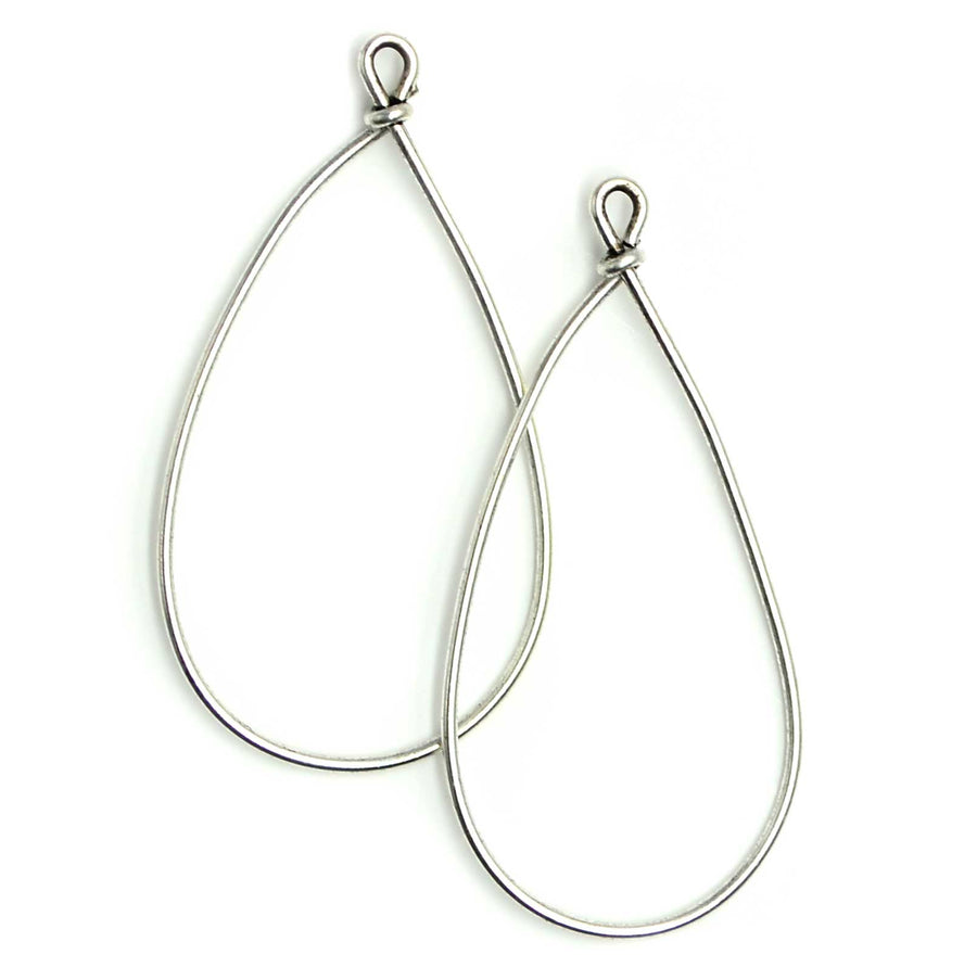 Pear Hoop- Antique Silver