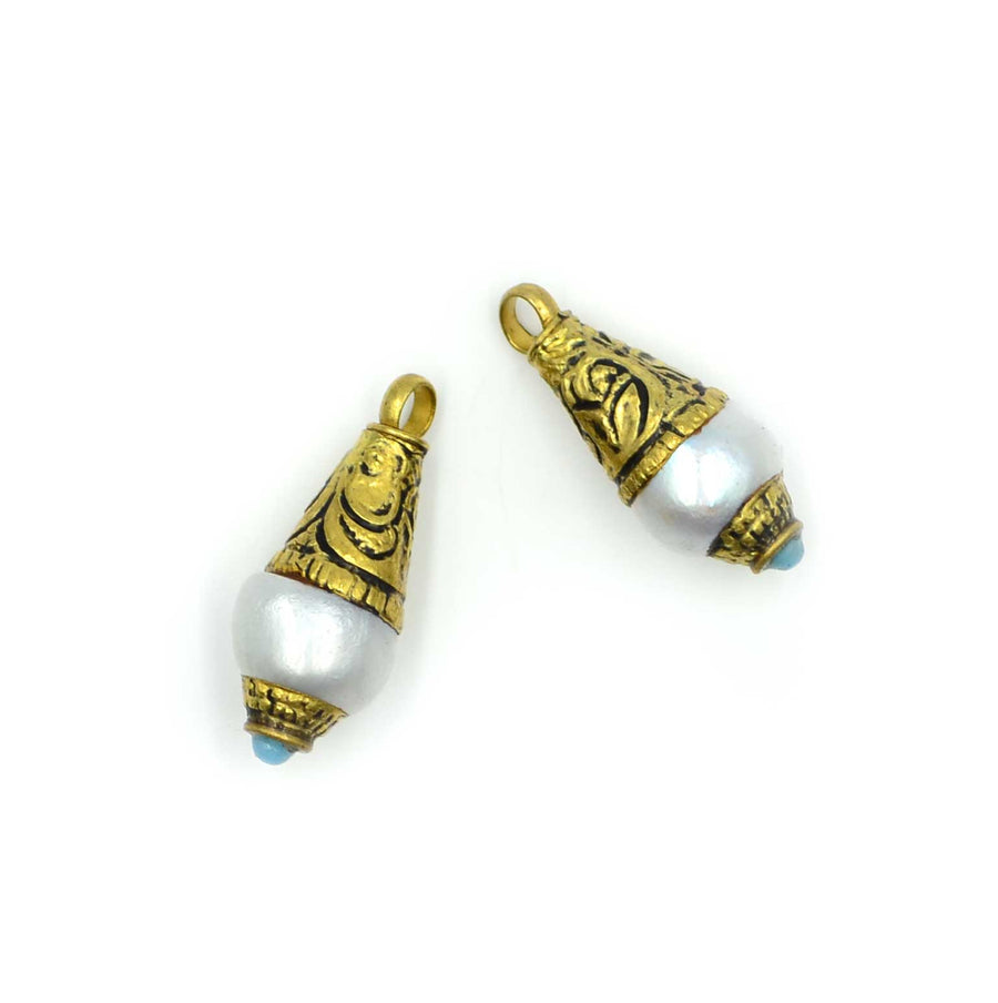 Embellished Pendant- Freshwater Pearl, Gold
