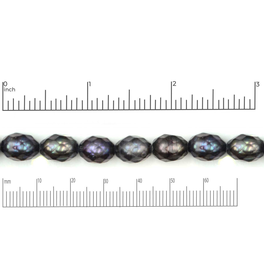 Faceted Peacock Rice Pearls, 8.5-9mm