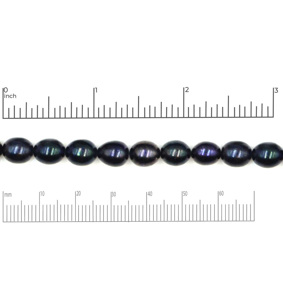 Dark Navy Rice Pearls, 6.5-7mm