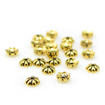 Petite Petal Caps, 5mm- Antique Gold (10 pieces)