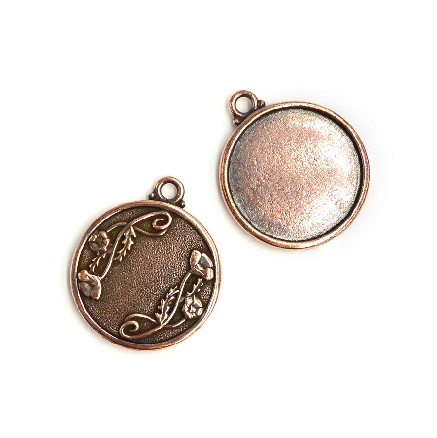 Poppy Bezel Pendant- Antique Copper