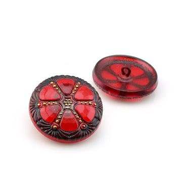 Wheel Button- Ruby with Black