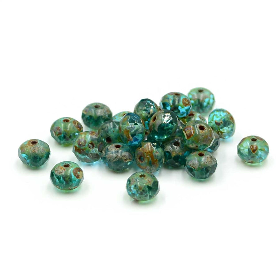 7mm Rondelles- Teal Blue Picasso