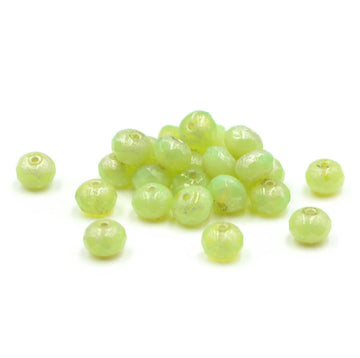 7mm Rondelles- Honeydew w/ Silver