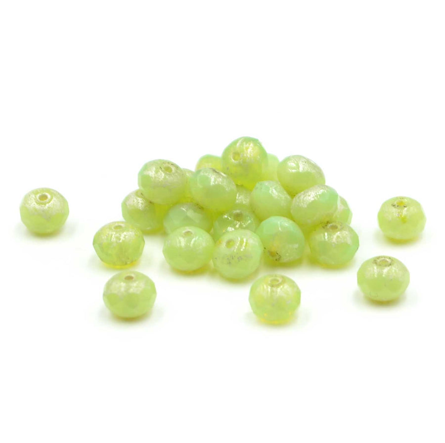 7mm Rondelles- Honeydew With Silver