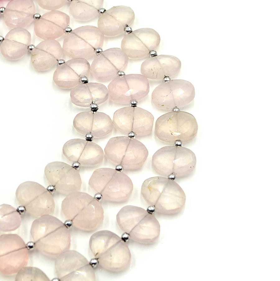 Rose Quartz- Faceted Center Drilled Ovals