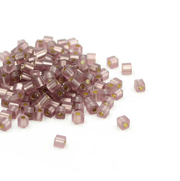 SB3-12F Cube Metallic Silver Lined Smoky Amethyst