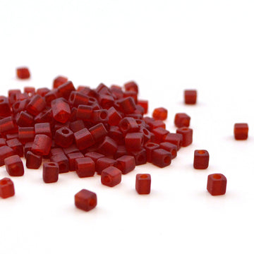 SB3-141F Matte Transparent Ruby , Miyuki Cubes - Caravan, Beadshop.com