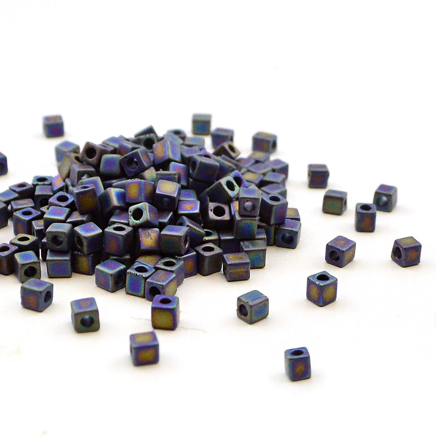 SB3-401FR Cube Matte Black AB , Miyuki Cubes - Caravan, Beadshop.com