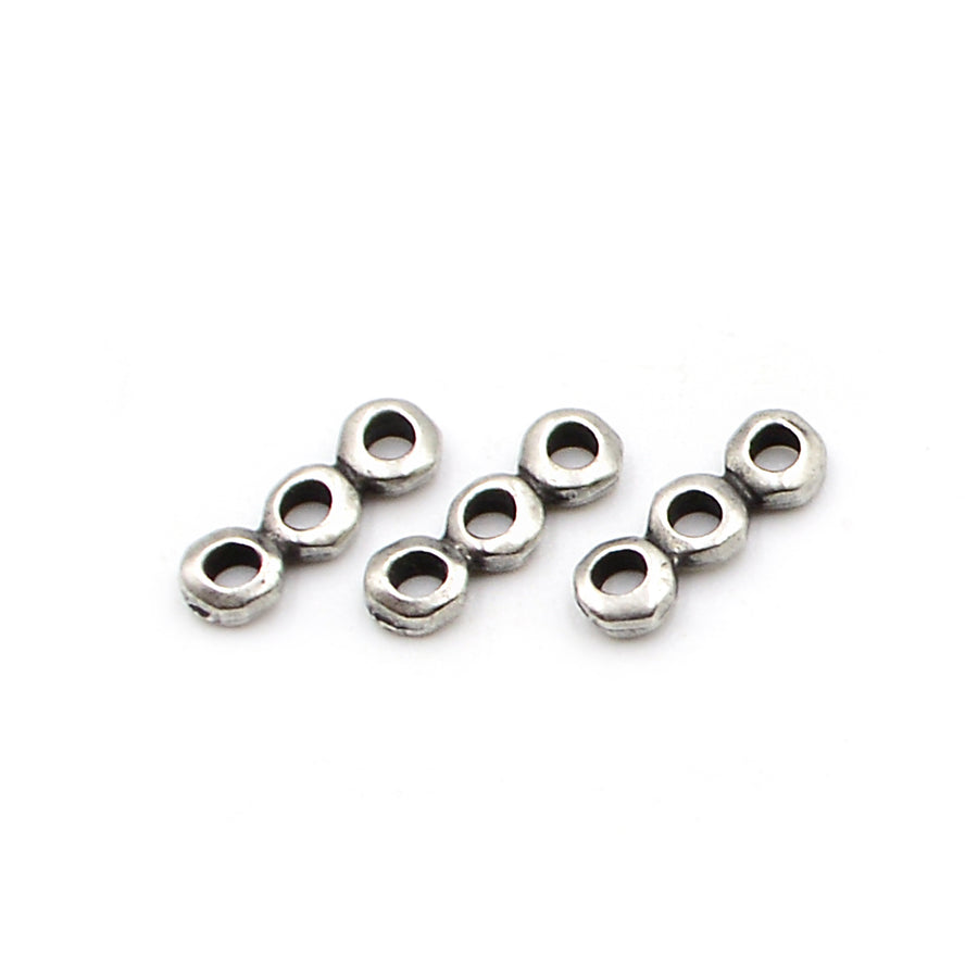 3-Hole Nugget Spacer Bar- Antique Silver