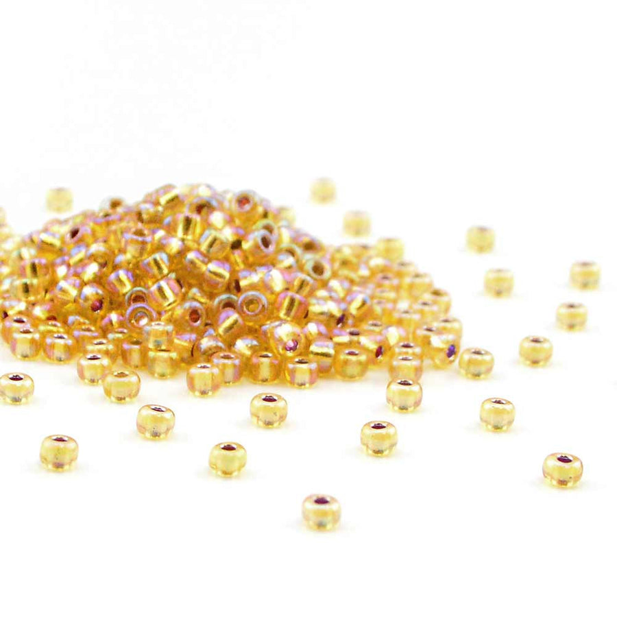 8-1003- Silver Lined Gold AB 8/0 , 8/0 Miyuki Seed Beads - Helby, Beadshop.com
