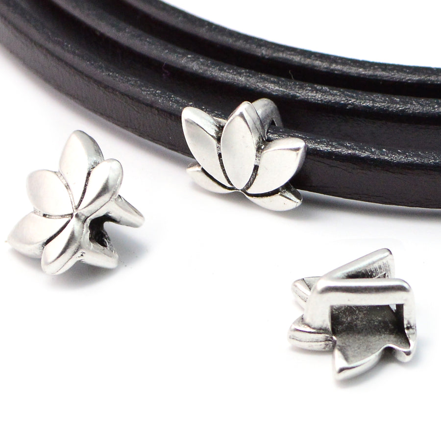5mm Slider- Open Blossom- Antique Silver