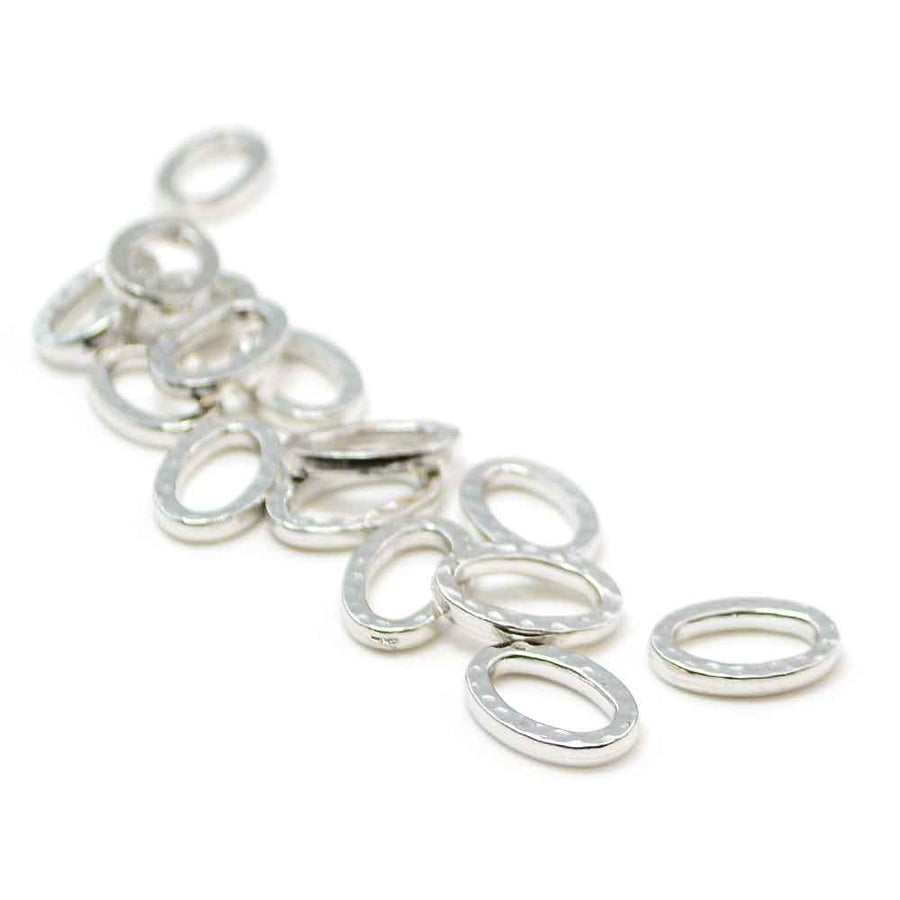 Small Hammertone Oval  Ring- White Bronze