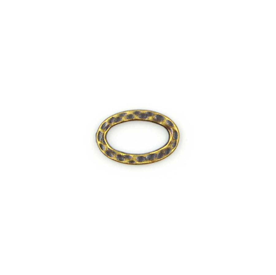 Small Hammertone Oval Ring- Antique Brass