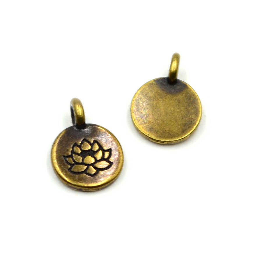 Small Lotus Charm- Antique Brass