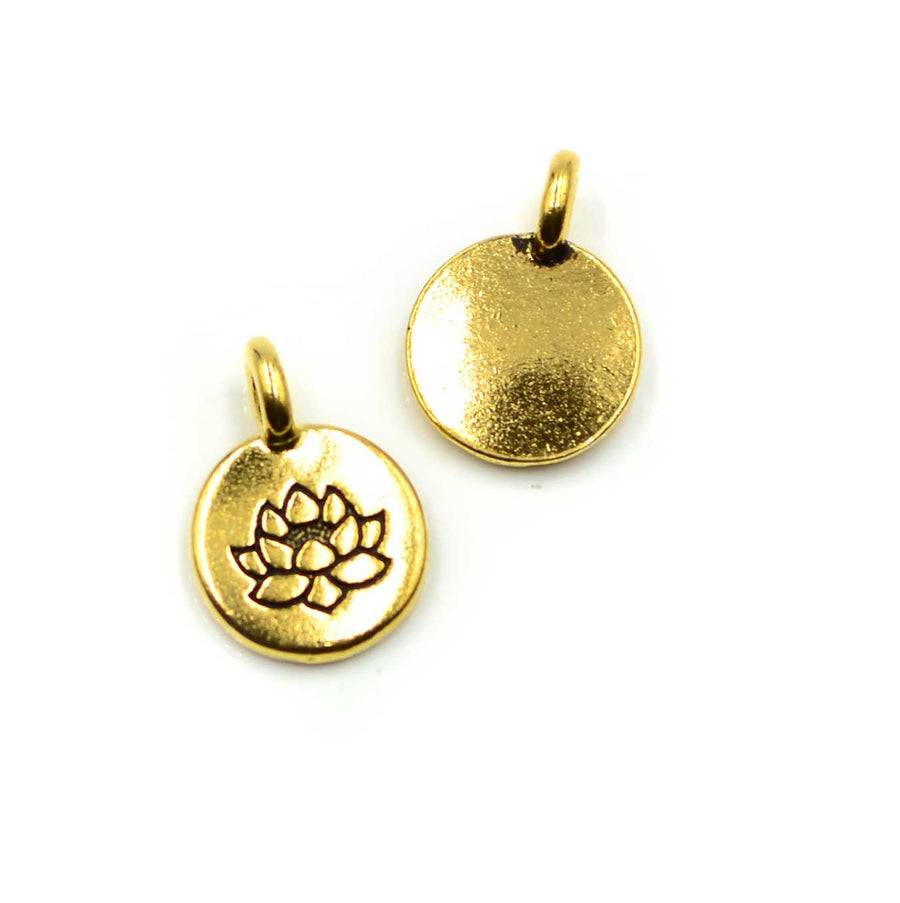 Small Lotus Charm- Antique Gold