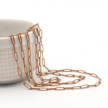 Small Paperclip Cable- Antique Copper Chain by the Foot