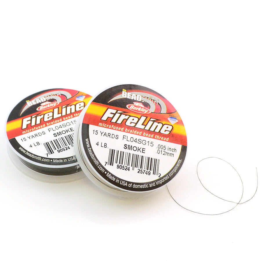 FireLine Braided Beading Thread, 4lb Test and 0.005 Thick, 15 Yards, Smoke Gray (1 Spool)