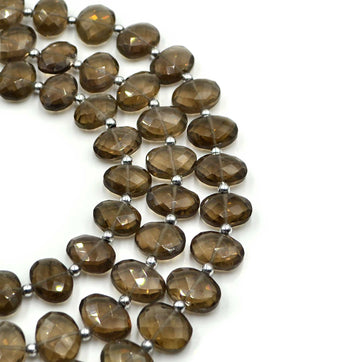 Smoky Quartz- Faceted Center Drilled Ovals