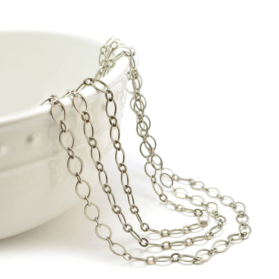 Smooth Sailing- Antique Silver Chain by the Foot