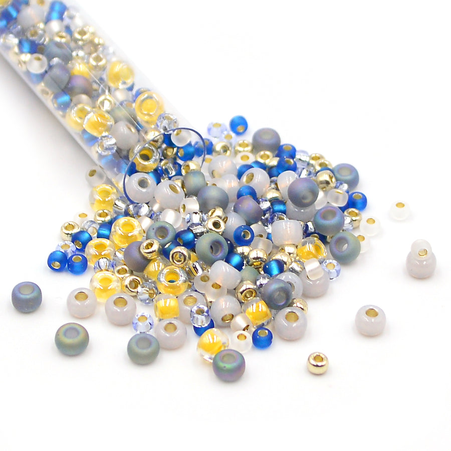 Blue and Grey Mix of 8/0 and 6/0 beads