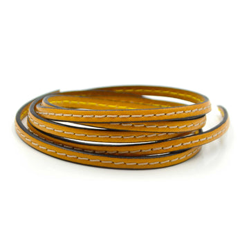 Stitched Mustard- 5mm Strap Leather by the Yard