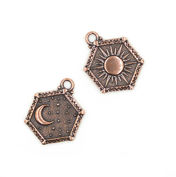 Sun and Moon Pendant- Antique Copper