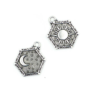 Sun and Moon Pendant- Antique Silver