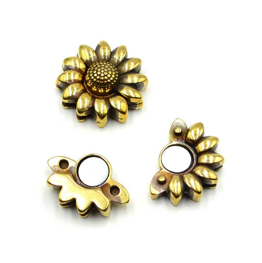 Sunflower Clasp 10- Antique Brass