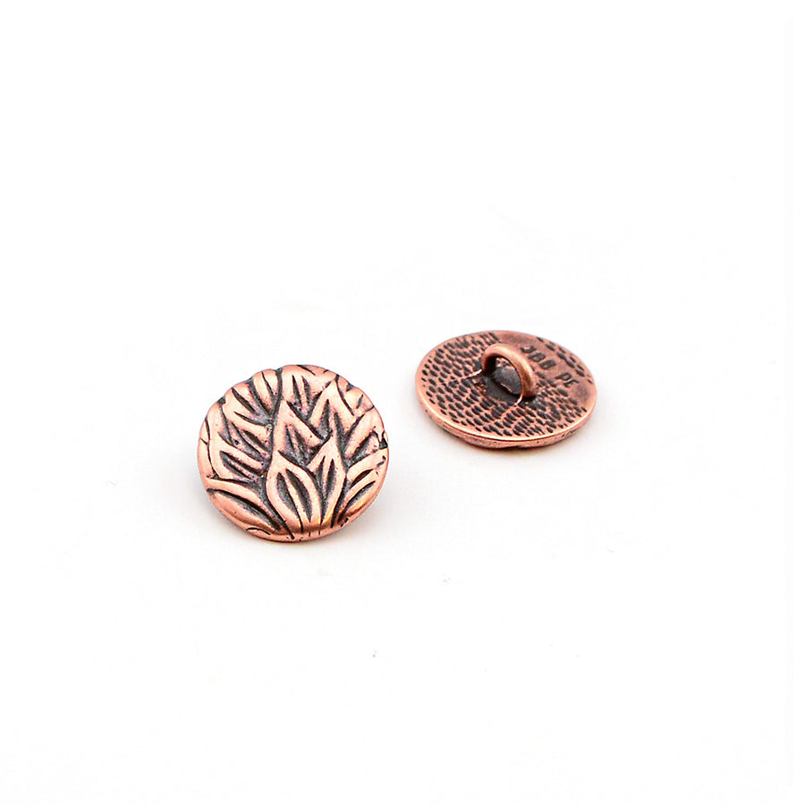 Tea Leaves- Antique Copper , Buttons - JBB International, Beadshop.com