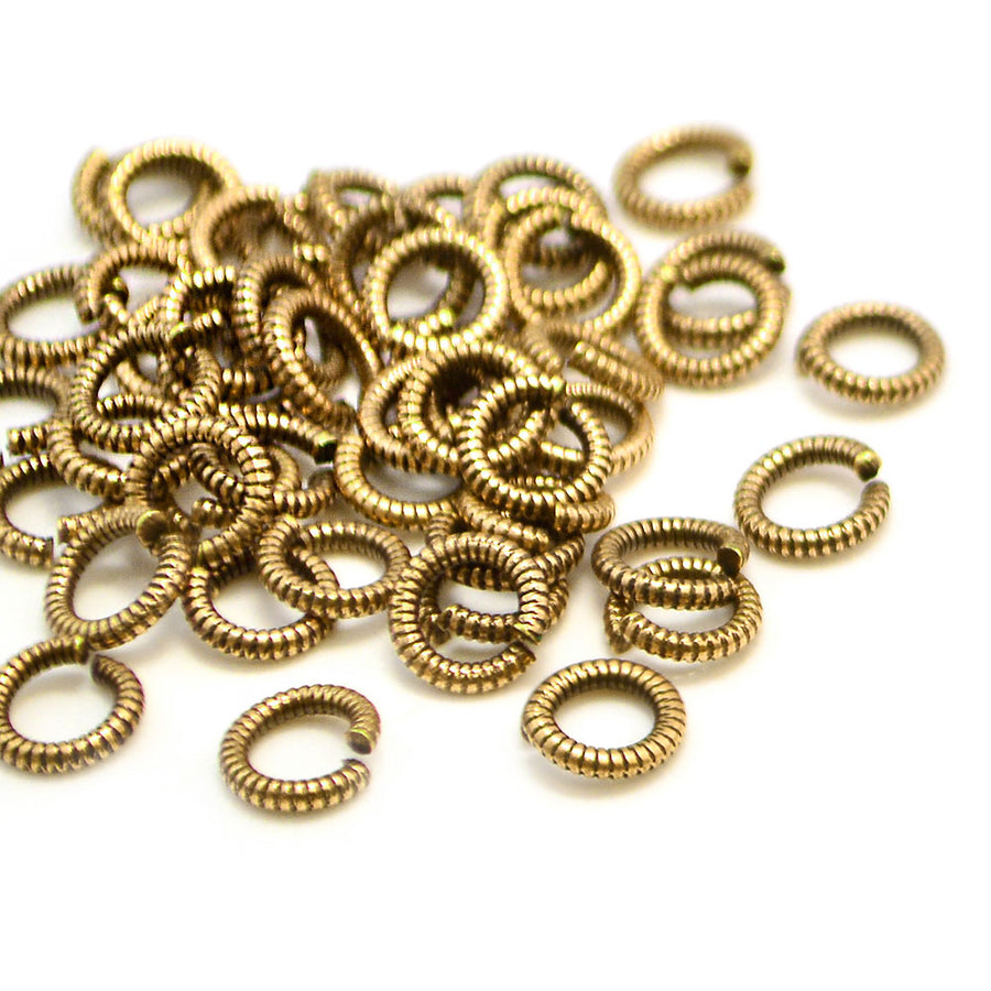 6mm/16G Round Coil Jump Rings- Antique Gold