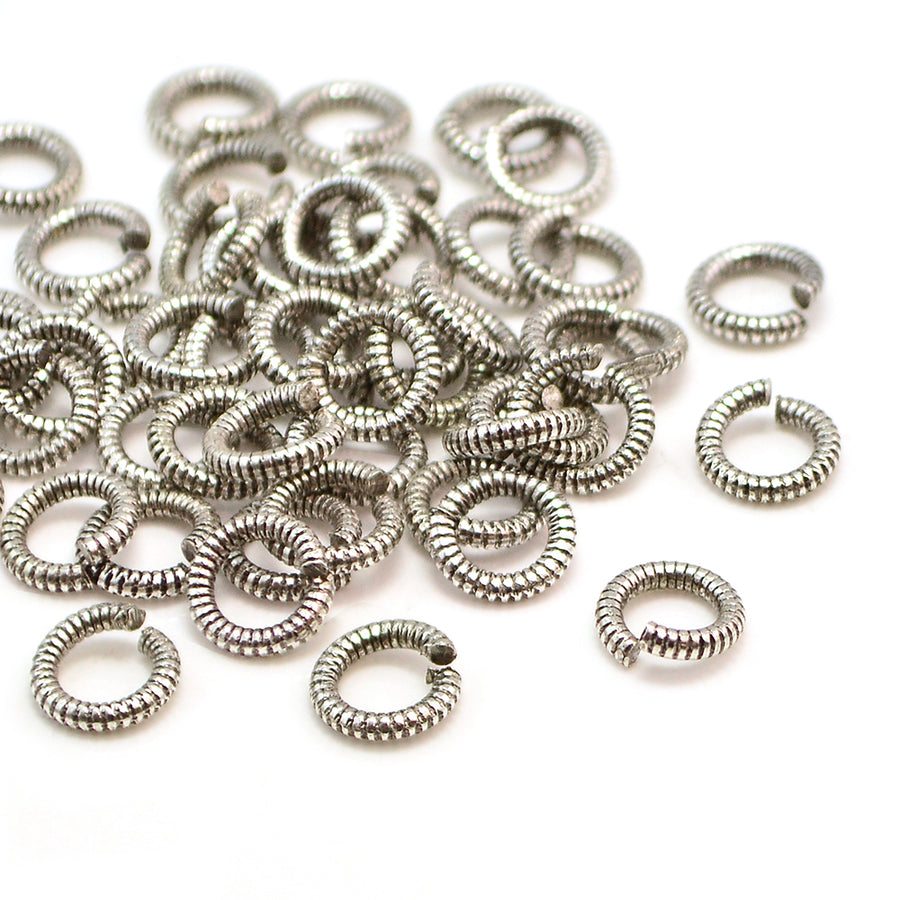 6mm/16g Round Coil Jump Rings- Antique Silver