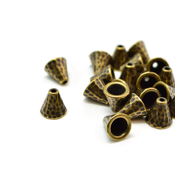 Dimpled Cones- Antique Brass (1 pair)