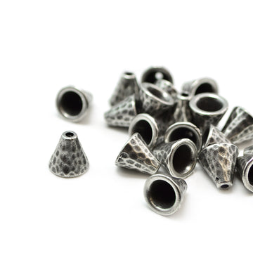 Dimpled Cones- Antique Silver (1 pair)