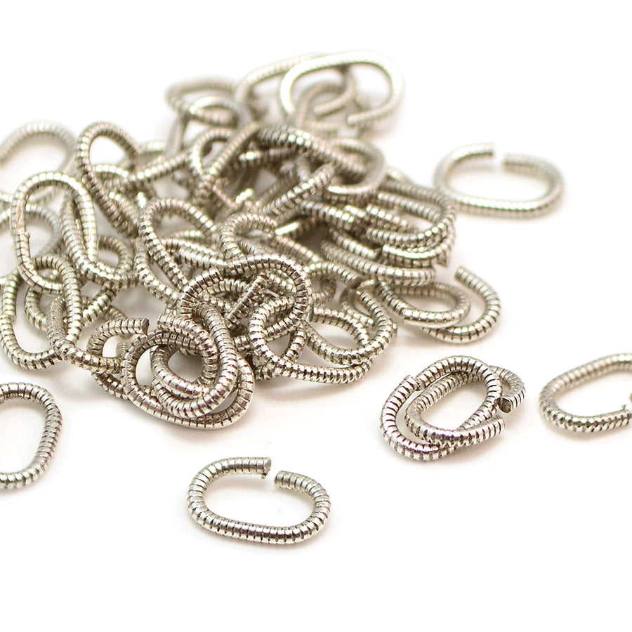 9mm/16g Oval Coil Jump Rings- Antique Silver
