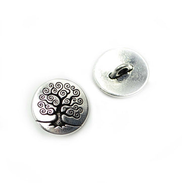 Tree of Life Button- Silver