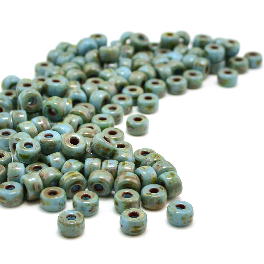 2/0 Matubos- Turquoise Blue Travertine