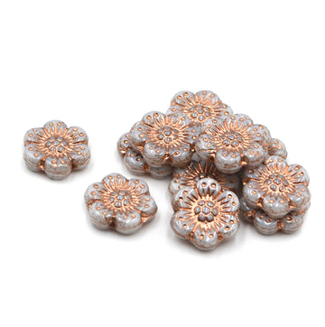Wild Rose Beads- Opaque White Luster Copper