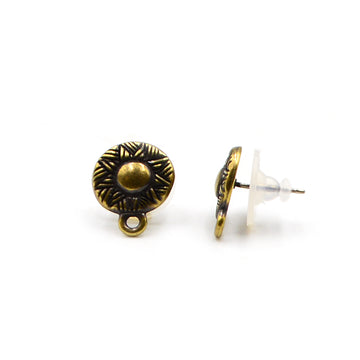 Woven Earring Posts- Antique Brass (1 pair)