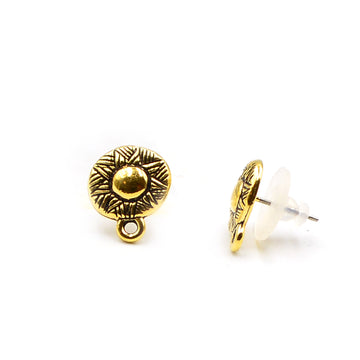 Woven Earring Posts- Antique Gold (1 pair)