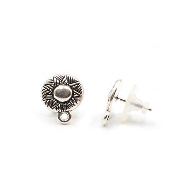 Woven Earring Posts- Antique Silver (1 pair)